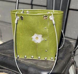 Small Olive Green with Flower